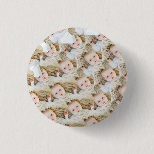 Badge Rond 2,50 Cm Photo d'anniversaire personnalisée rose