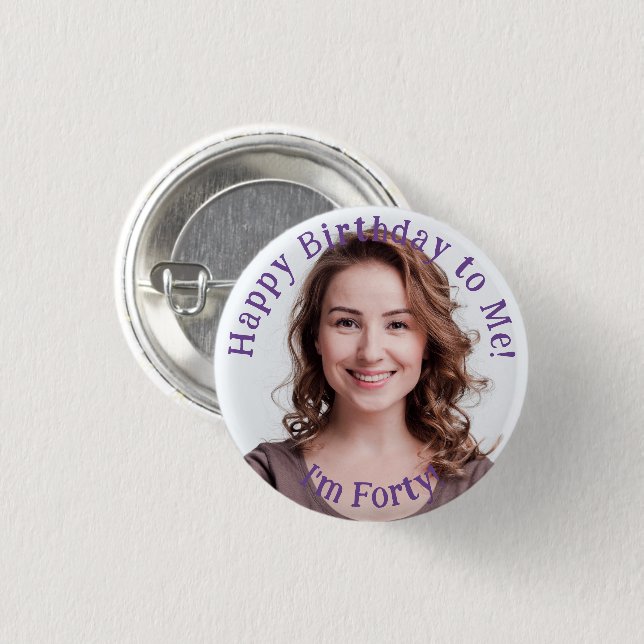 Badge Rond 2,50 Cm Photo d'anniversaire personnalisée, votre insigne  (Devant & derrière)