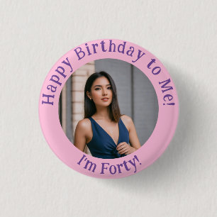 Badge Rond 2,50 Cm Photo d'anniversaire personnalisée, votre insigne