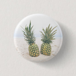 Badge Rond 2,50 Cm Photo de 2 ananas sur une plage