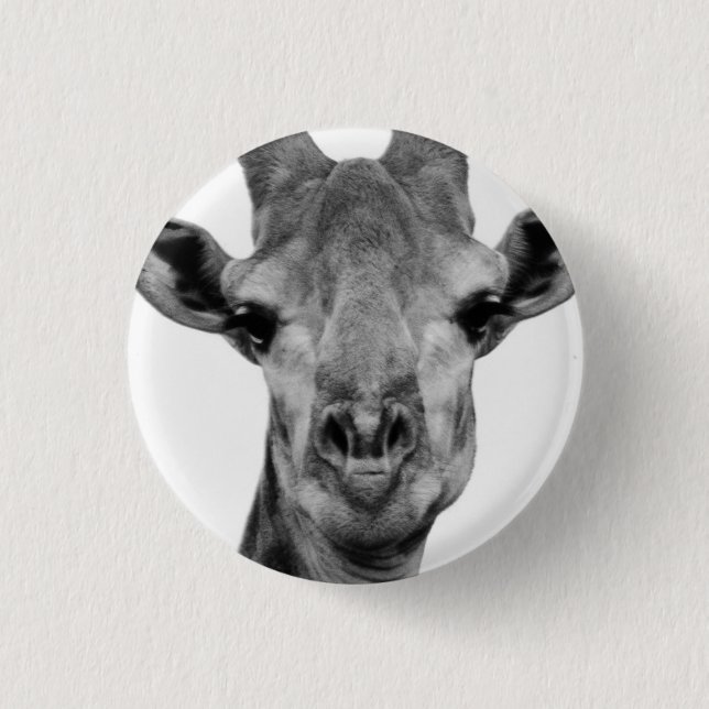 Badge Rond 2,50 Cm Photo de girafe noir et blanc (Devant)