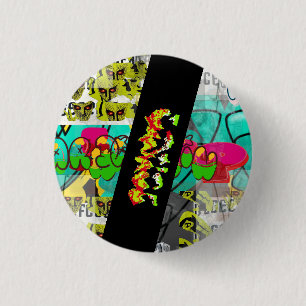 Badge Rond 2,50 Cm Photo de la Ligue de duperie "Graffiti Neo-Rasta"