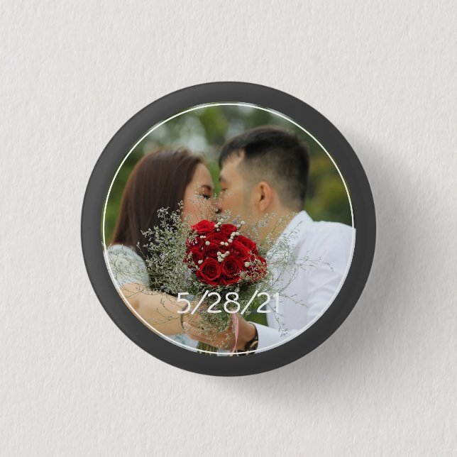 Badge Rond 2,50 Cm Photo de mariage personnalisée (Devant)