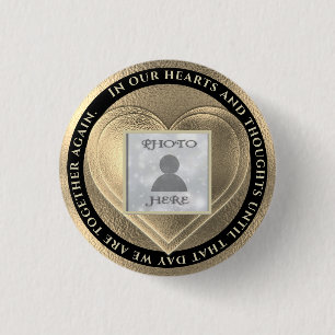 Badge Rond 2,50 Cm Photo Memorial Gold Heart Keychain