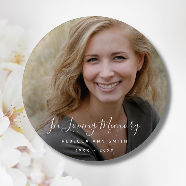 Badge Rond 2,50 Cm Photo personnalisée Hommage commémoratif funéraire ("In Loving Memory" Photo Memorial Button)