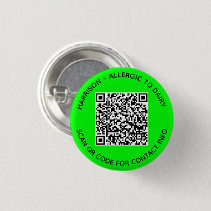 Badge Rond 2,50 Cm Photo personnalisée moderne QR Code scan contact I