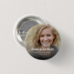 Badge Rond 2,50 Cm Photo Personnalisée Pour Toujours Dans Nos Coeurs 
