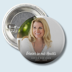 Badge Rond 2,50 Cm Photo Personnalisée Pour Toujours Dans Nos Coeurs 