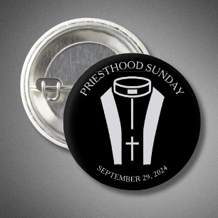BADGE ROND 2,50 CM PHOTO PRIESTHOOD SIMPLE NOIR ET BLANC