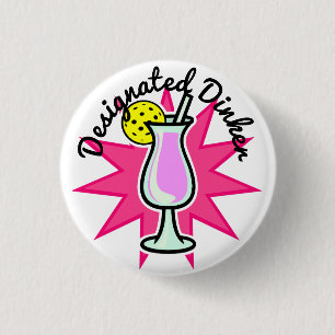 Badge Rond 2,50 Cm Pickleball Dinker désigné - Cocktail rose