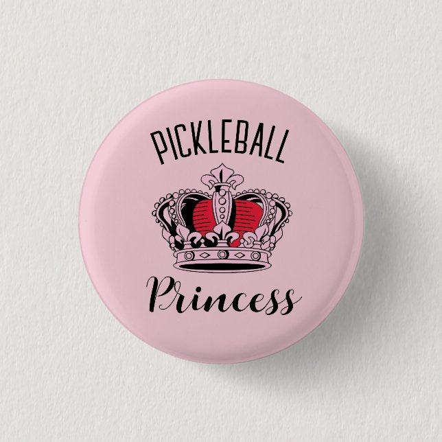 Badge Rond 2,50 Cm Pickleball rose princesse Couronne (Devant)