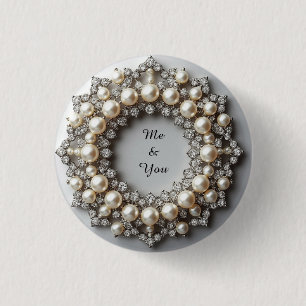 Badge Rond 2,50 Cm Pièce de joaillerie élégante en perle et diamant