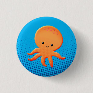 Badge Rond 2,50 Cm Pieuvre de bébé en caricature mignonne