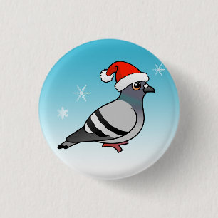 Badge Rond 2,50 Cm Pigeon Père Noël