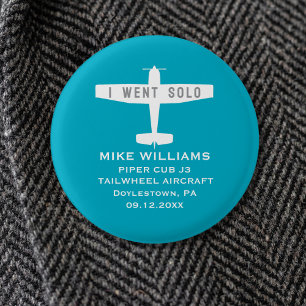 Badge Rond 2,50 Cm Pilote Étudiant Premier Solo Avion Bleu Personnali