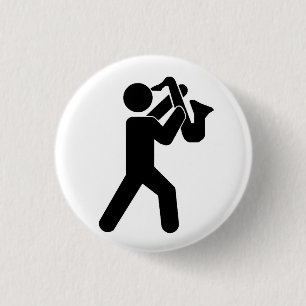 Badge Rond 2,50 Cm Pin de joueur de saxophone