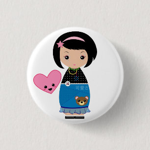 Badge Rond 2,50 Cm Pin de Kawaii Kokeshi