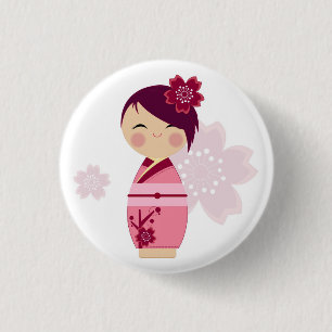 Badge Rond 2,50 Cm Pin de Kokeshi Sakura