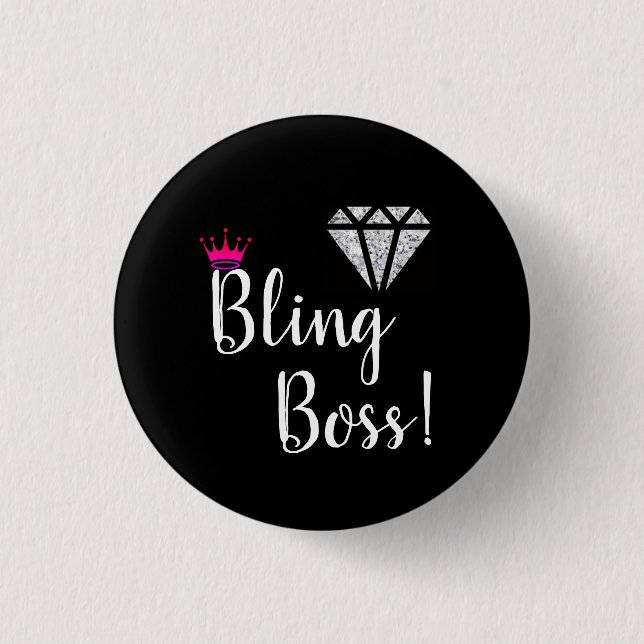 Badge Rond 2,50 Cm Pin de patron de Bling de diamant ! (Devant)