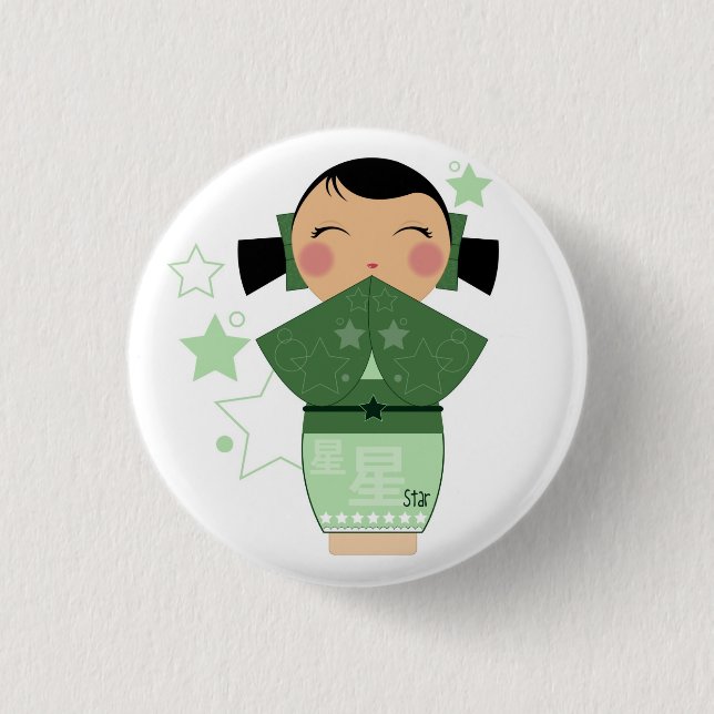 Badge Rond 2,50 Cm Pin d'étoile de Kokeshi (Devant)
