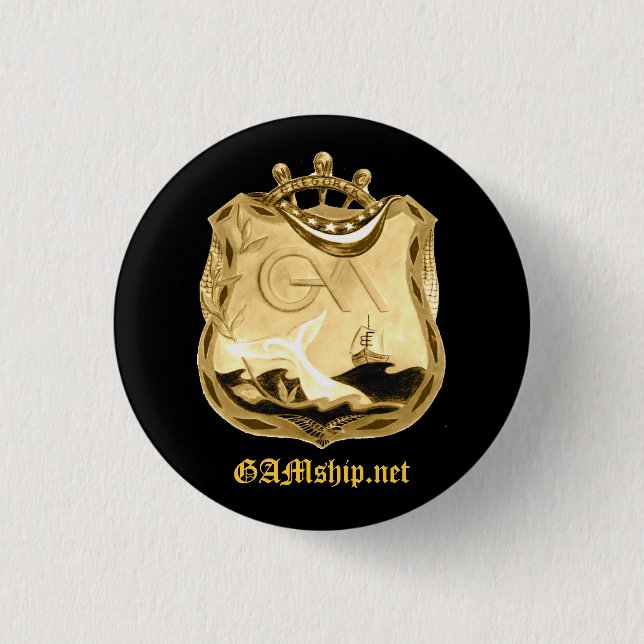 Badge Rond 2,50 Cm Pin noir d'engagement d'or de GAM (Devant)