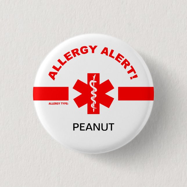 Badge Rond 2,50 Cm Pin personnalisable d'alerte d'allergie (Devant)