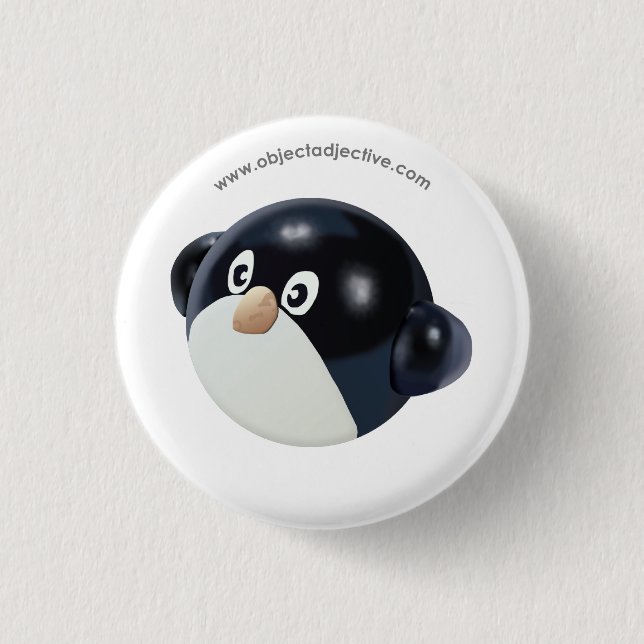 Badge Rond 2,50 Cm Pingouin d'adjectif d'objet (Devant)