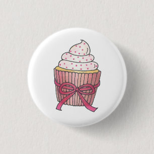 Badge Rond 2,50 Cm Pink Cupcake Bow arrose Fête des mariées Mariage