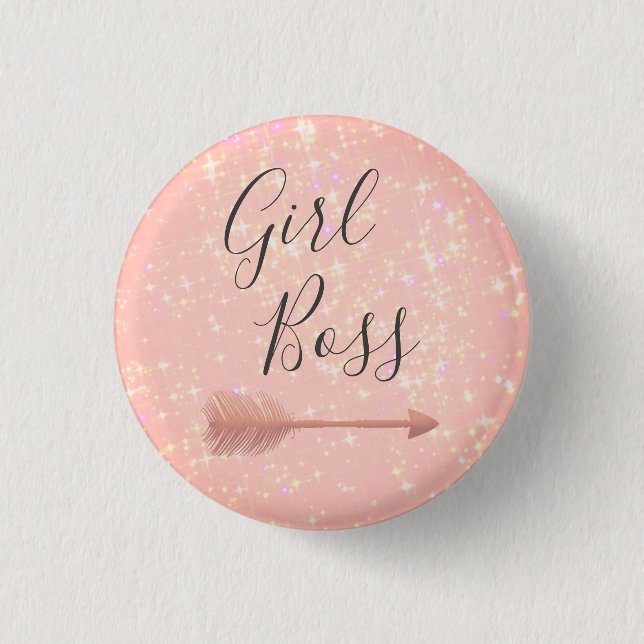 Badge Rond 2,50 Cm "Pink Shimmery Girl Boss (Devant)