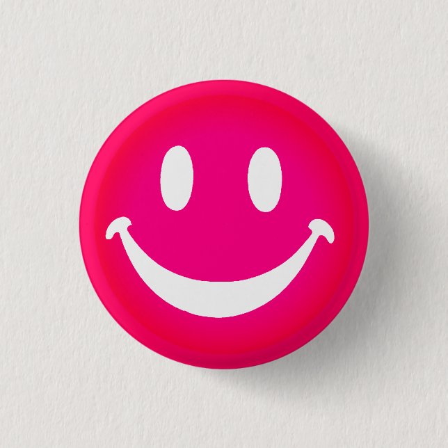 BADGE ROND 2,50 CM PINK SMILEY (Devant)