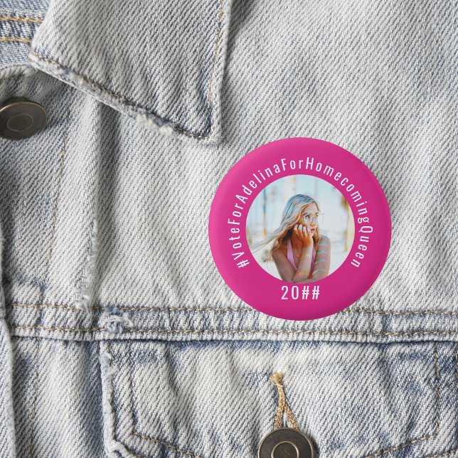 Badge Rond 2,50 Cm Pink Vote Homoming Queen Pink HOCO Photo (Créateur téléchargé)