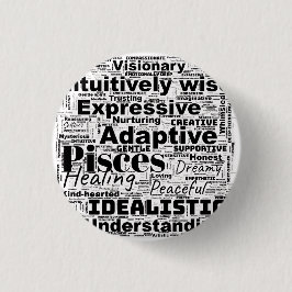 Badge Rond 2,50 Cm Pisces Mot Cloud Inspiration Zodiaque