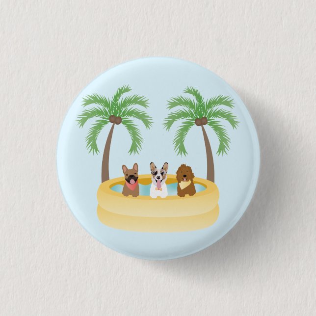 Badge Rond 2,50 Cm Piscine pour chiens d'été (Devant)