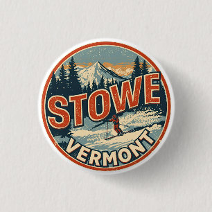 Badge Rond 2,50 Cm Pistes de ski extérieures hivernales vintage Stowe