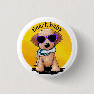 Badge Rond 2,50 Cm Plage de chiot Goldendoodle