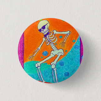 Badge Rond 2,50 Cm Planche à roulettes squelette