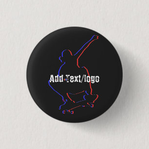 Badge Rond 2,50 Cm Planches à roulettes   Silhouette   Personnaliser 