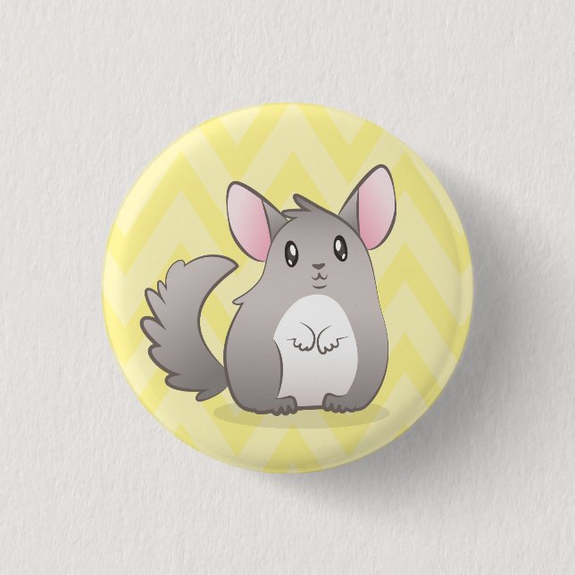 Badge Rond 2,50 Cm Plaque 3,2cm Chinchilla Jaune (Devant)