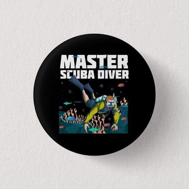 Badge Rond 2,50 Cm Plongée Master Plongée Plongée Down Dive Adventure (Devant)