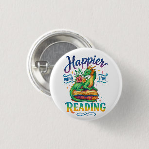 Badge Rond 2,50 Cm Plus heureux quand je lis
