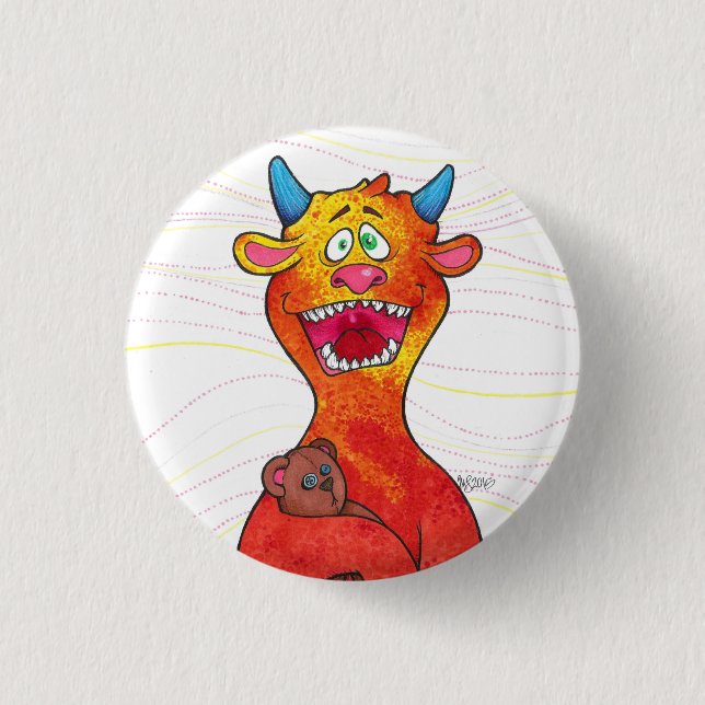 Badge Rond 2,50 Cm Pointillez le monstre, bouton (Devant)