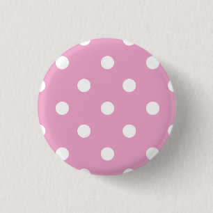 Badge Rond 2,50 Cm Points blancs sur rose