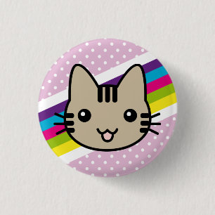 Badge Rond 2,50 Cm pois brun clair de chat