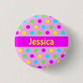 Badge Rond 2,50 Cm Pois coloré - bouton nommé d'enfants