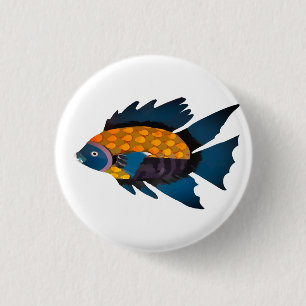 Badge Rond 2,50 Cm Poisson, Animal, Dessin