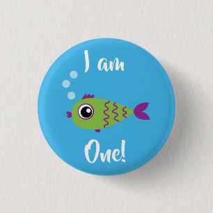 Badge Rond 2,50 Cm Poisson Anniversaire sous la mer