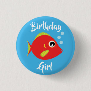 Badge Rond 2,50 Cm Poisson Mer Océan Anniversaire Enfant Aquarium