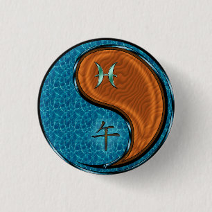 Badge Rond 2,50 Cm Poissons & Cheval de Bois