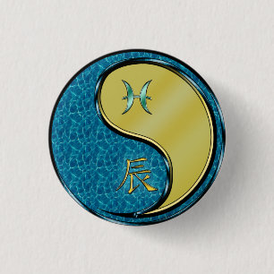 Badge Rond 2,50 Cm Poissons & Dragon de Métal