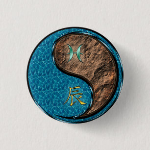Badge Rond 2,50 Cm Poissons & Dragon de Terre